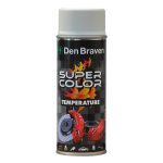 Spray vopsea rezistent la temperaturi ridicate , Den Braven Super Color High Temperature , alb , interior sau exterior , 400 ML